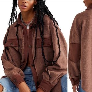 Free People ‘Ruby’ Fleece Jacket Shirt XS NEW!